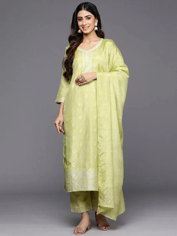 Green Self Design Silk Blend Straight Kurta With Trousers & Dupatta Trousers Yoga Stretchy Green Self Design Silk Blend Straight Kurta With Trousers & Dupatta Trousers Yoga Stretchy