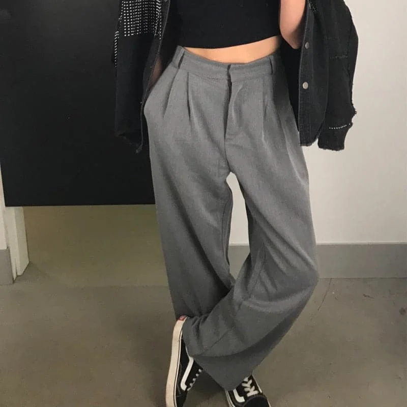 DressBetty - Straight Large Size Casual Solid Wide Leg Trousers Streetwear Suit Full-Length Hot Selling Chic Loose High Quality Pants Trousers chic elegant DressBetty - Straight Large Size Casual Solid Wide Leg Trousers Streetwear Suit Full-Length Hot Selling Chic Loose High Quality Pants Trousers chic elegant