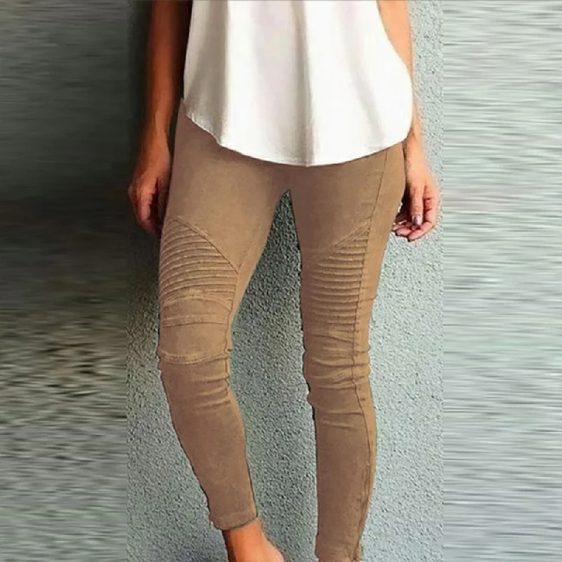 DressBetty - Women Fashion Solid Color Elastic Waistband Slim Skinny Pencil Pant Trouser Leggings Stacked Pants For Women Skinny Pencil Pant Trousers sophisticated sleek DressBetty - Women Fashion Solid Color Elastic Waistband Slim Skinny Pencil Pant Trouser Leggings Stacked Pants For Women Skinny Pencil Pant Trousers sophisticated sleek