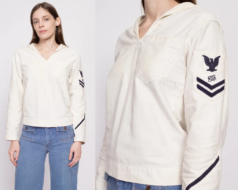 1940s US Navy Middy Sailor Shirt - Extra Small Chenille Fabric Brocade Fabric Lace Fabric 1940s US Navy Middy Sailor Shirt - Extra Small Chenille Fabric Brocade Fabric Lace Fabric