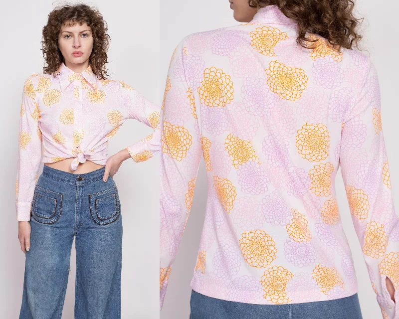 70s Peony Abstract Print Button Up Shirt - Medium Faux Fur Fabric Real Fur Fabric Shearling Fabric 70s Peony Abstract Print Button Up Shirt - Medium Faux Fur Fabric Real Fur Fabric Shearling Fabric