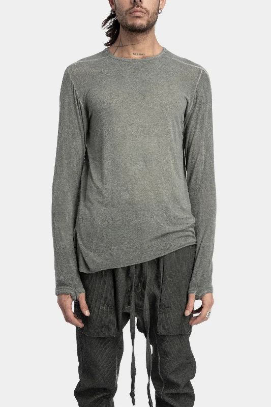 Cashmere blend long sleeve T-Shirt, Army Houndstooth Herringbone Solid