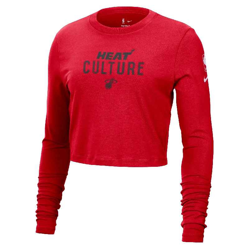 Nike HEAT Culture: Blood Red Women's Cropped Long Sleeve Tee Lace Blend Ribbed Blend Corduroy Blend Nike HEAT Culture: Blood Red Women's Cropped Long Sleeve Tee Lace Blend Ribbed Blend Corduroy Blend