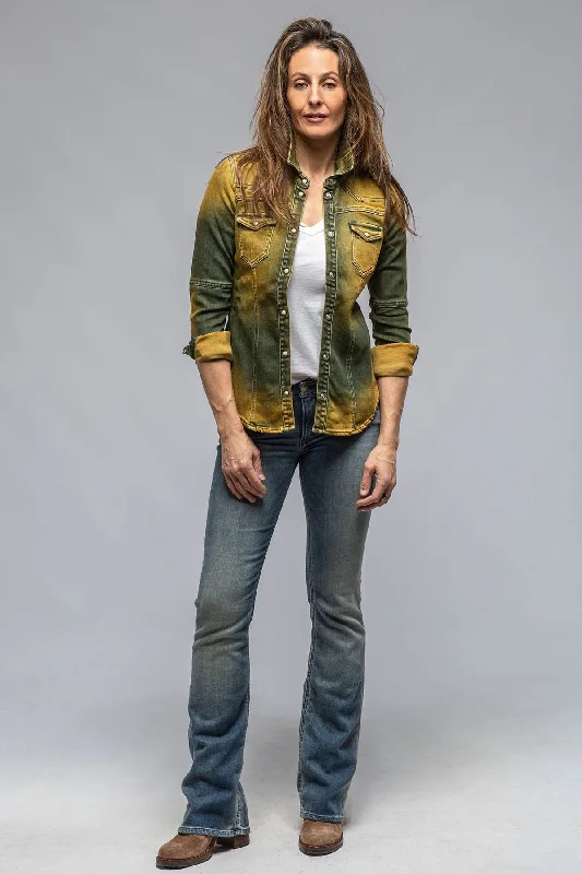 Maddi Fitted Western Snap Shirt In Marigold Faux Fur Fabric Real Fur Fabric Shearling Fabric Maddi Fitted Western Snap Shirt In Marigold Faux Fur Fabric Real Fur Fabric Shearling Fabric