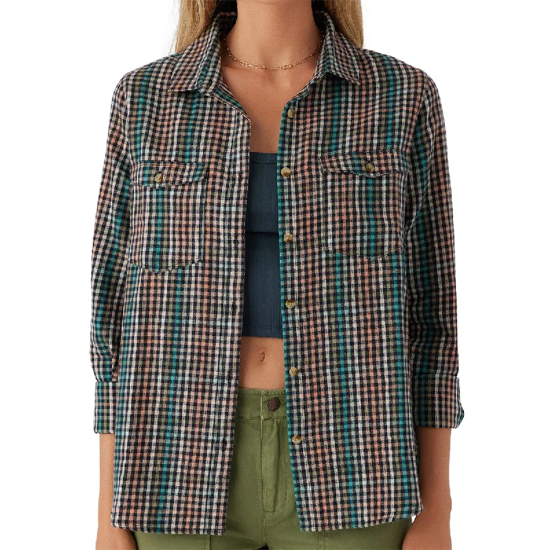 O'Neill Women's Nash Long Sleeve Button-Up Flannel Shirt Chenille Blend Fleece Blend Nylon Blend O'Neill Women's Nash Long Sleeve Button-Up Flannel Shirt Chenille Blend Fleece Blend Nylon Blend
