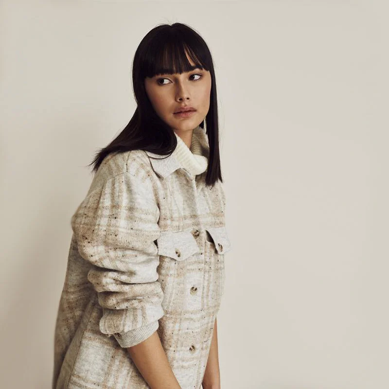 Pearl Overshirt (Latte) Mesh Blend Leather Blend Suede Blend