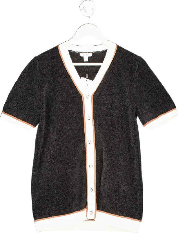 Reiss Black Striker-SS Baseball Press Shirt UK S Faux Fur Fabric Real Fur Fabric Shearling Fabric Reiss Black Striker-SS Baseball Press Shirt UK S Faux Fur Fabric Real Fur Fabric Shearling Fabric