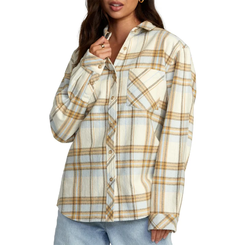 RVCA Women's Breeze Long Sleeve Button-Up Flannel Shirt Machine Wash Dry Clean Hand Wash RVCA Women's Breeze Long Sleeve Button-Up Flannel Shirt Machine Wash Dry Clean Hand Wash
