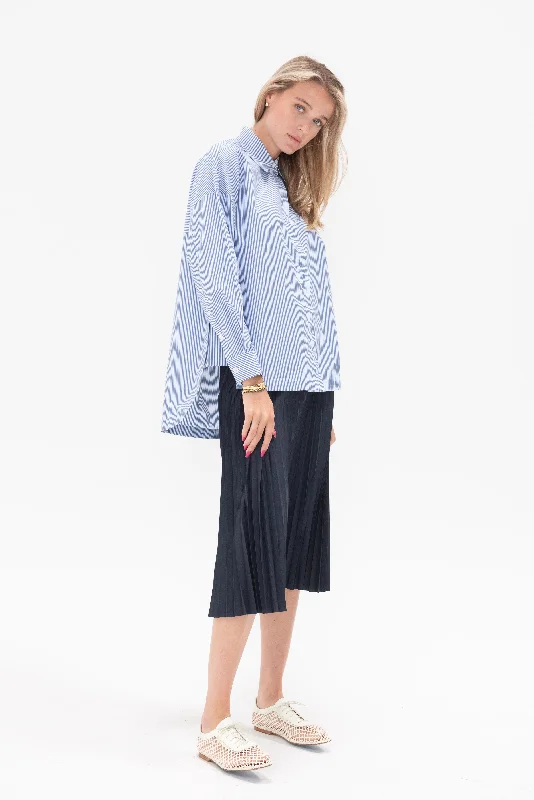 Striped Shirting Gabe Oversized Shirt, Blue Multi Fleece Fabric Down Fabric Feather Fabric Striped Shirting Gabe Oversized Shirt, Blue Multi Fleece Fabric Down Fabric Feather Fabric