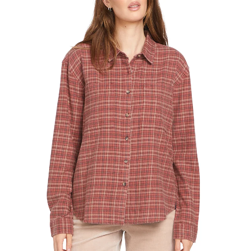 Volcom Women's Plaid to Meet U 2 Long Sleeve Button-Up Flannel Shirt Modern Contemporary Chic