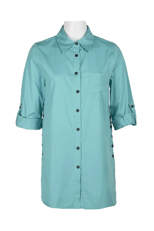 Flair Collared Button-Down Button Side 2 Way Sleeve Pockets Solid Cotton Blend Shirt Houndstooth Herringbone Solid Flair Collared Button-Down Button Side 2 Way Sleeve Pockets Solid Cotton Blend Shirt Houndstooth Herringbone Solid