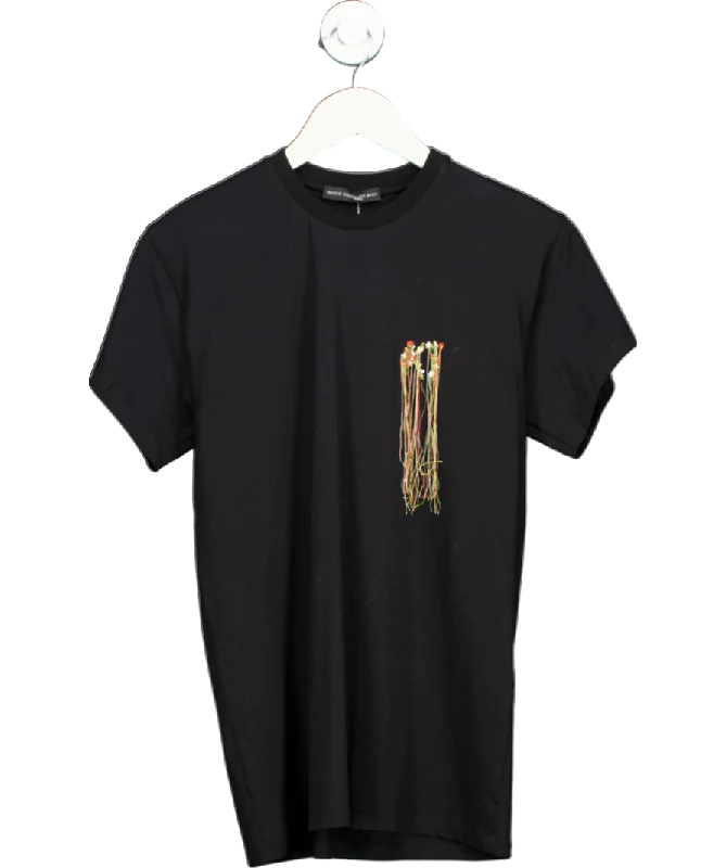 Malene Oddershede Bach Floral Motif Black T-shirt UK S Graphic Embroidered Appliqued Malene Oddershede Bach Floral Motif Black T-shirt UK S Graphic Embroidered Appliqued