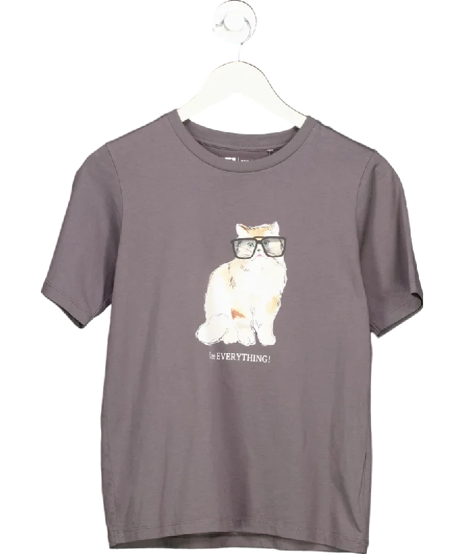 Paul & Joe Grey 'i See Everything' Cat Print Cotton T-shirt UK S Fashionable Trendy Casual Paul & Joe Grey 'i See Everything' Cat Print Cotton T-shirt UK S Fashionable Trendy Casual