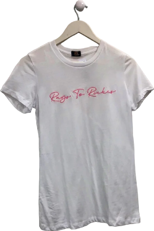 RAGS TO RITCHES Clothing White Rags To Riches T-Shirt UK Medium Oversized T-Shirt Spandex breathable RAGS TO RITCHES Clothing White Rags To Riches T-Shirt UK Medium Oversized T-Shirt Spandex breathable
