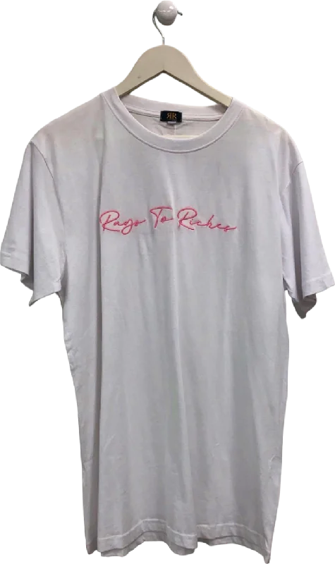 RAGS TO RITCHES  White Rags to Riches T-Shirt Graphic T-Shirt Round Neck Polyester