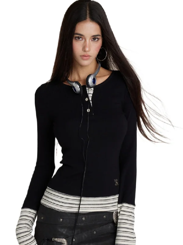 Stripe Patchwork Base Layer Long-Sleeve T-Shirt Nylon Fabric Polyester Fabric Spandex Fabric Stripe Patchwork Base Layer Long-Sleeve T-Shirt Nylon Fabric Polyester Fabric Spandex Fabric