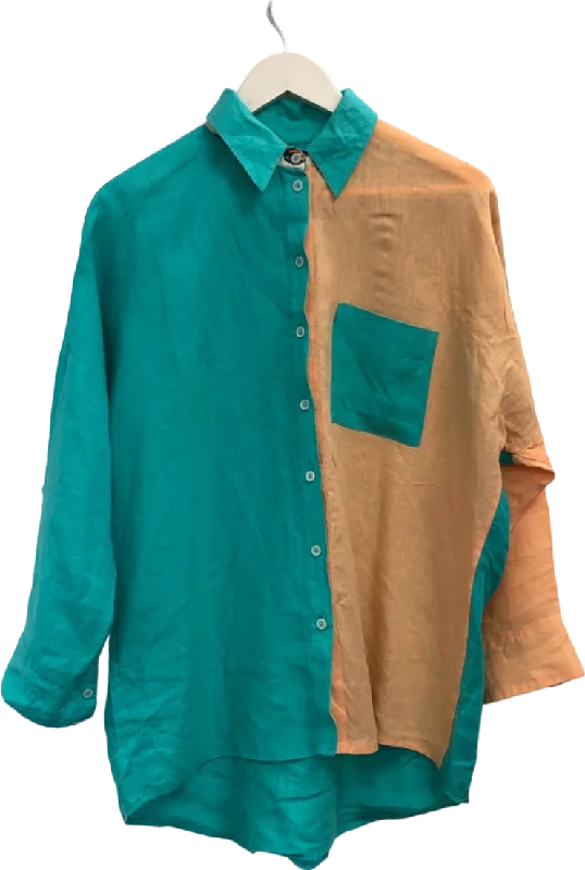 Suits Me Green/Orange Colourblock Linen Sunglasses print Shirt UK XS Welt Pockets Slit Pockets Suits Me Green/Orange Colourblock Linen Sunglasses print Shirt UK XS Welt Pockets Slit Pockets